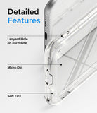 iPhone SE 2022 5G / SE 2020 / 8 / 7 Case | Air - Glitter Clear - Close-up of clear glitter phone case highlighting lanyard holes, micro-dot pattern, and soft TPU material.