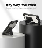 iPhone SE 2022 5G / SE 2020 / 8 / 7 Case | Fusion-X Stand - Two phones in protective cases with kickstands on pedestals.