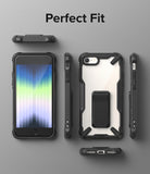 iPhone SE 2022 5G / SE 2020 / 8 / 7 Case | Fusion-X Stand - Multiple views of a rugged clear phone case with a kickstand.