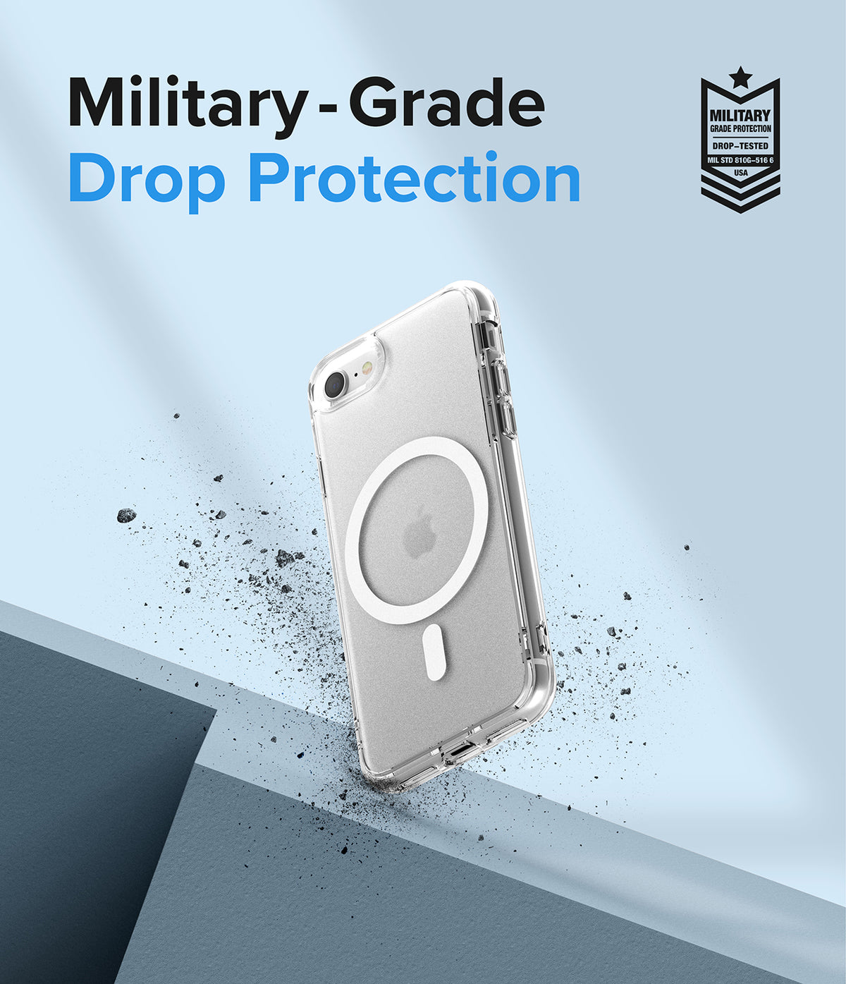 iPhone SE 2022 5G / SE 2020 / 8 Case | Fusion Magnetic - Clear phone case with magnetic ring floating over debris.