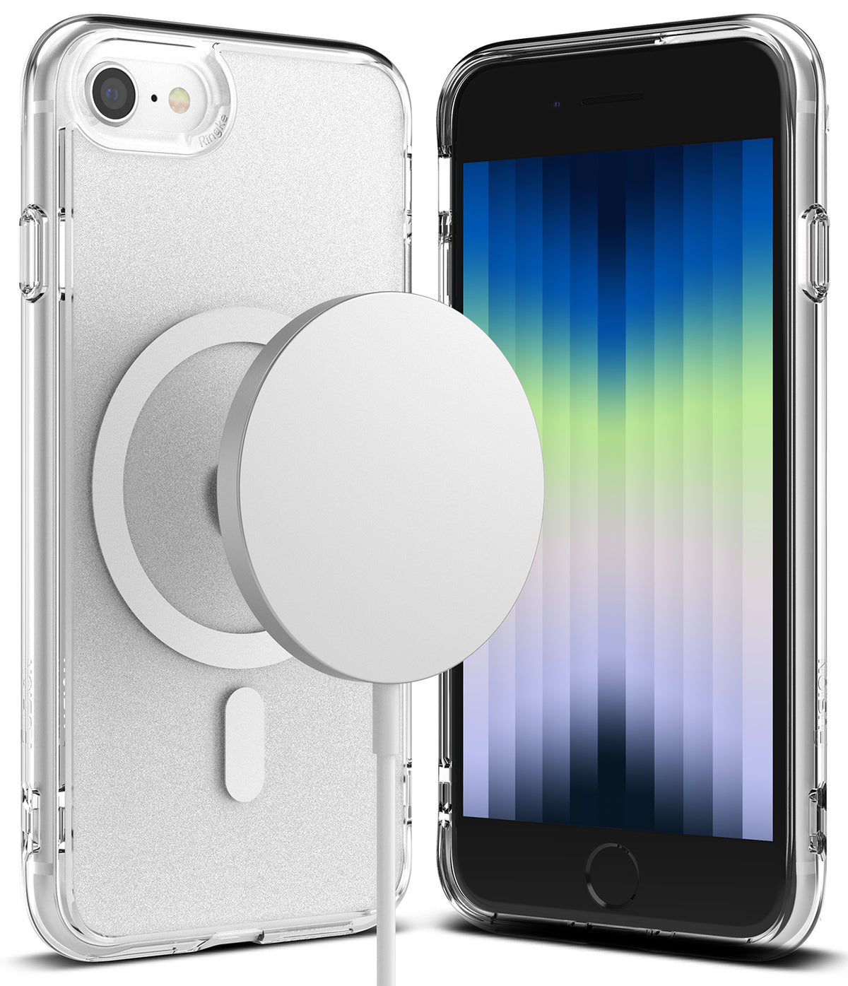 iPhone SE 2022 5G / SE 2020 / 8 Case | Fusion Magnetic - Clear phone case with magnetic charger attached to the back.