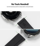 Watch Lug 22mm | Rubber One Band - Black watch band with dual spring pins for tool-free installation on a smartwatch.