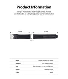 Watch Lug 22mm | Rubber One Band - Black watch strap with dimensions labeled and a table listing product specifications.