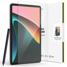 Xiaomi Pad 5 / 5 Pro Screen Protector | Invisible Defender Glass - Xiaomi Pad 5 / 5 Pro Screen Protector - Tablet with stylus and transparent glass screen protector in packaging.