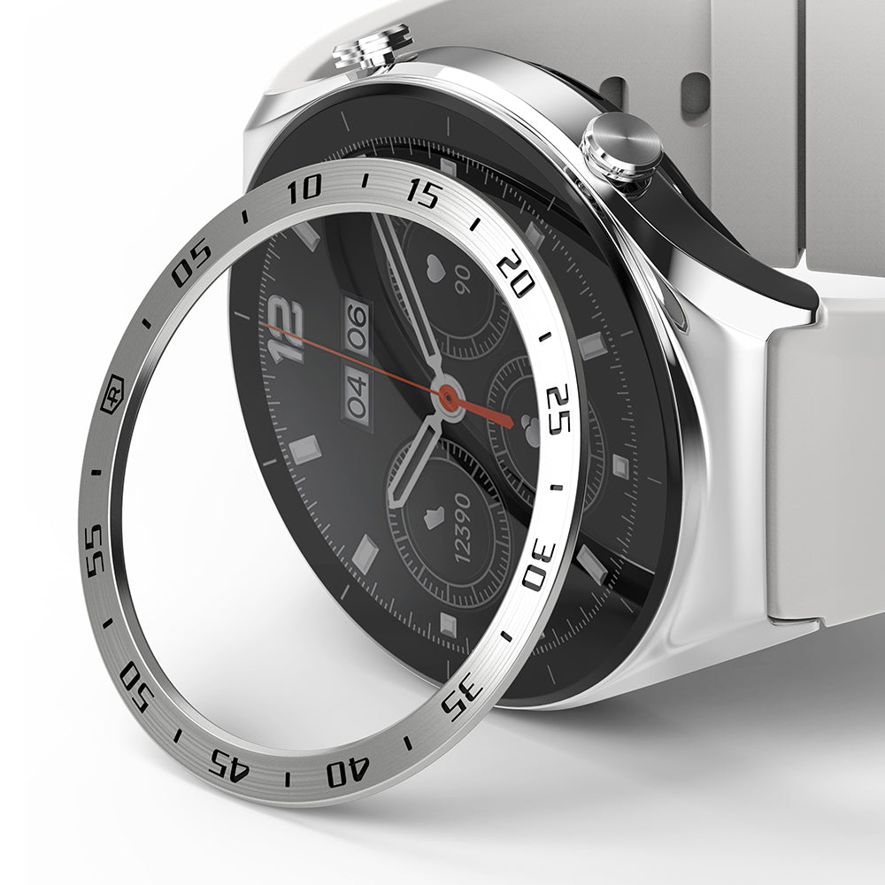 Xiaomi Watch S1 (46mm) 46-01 (ST) Silver - Silver smartwatch with a white strap and a floating metallic bezel overlay.