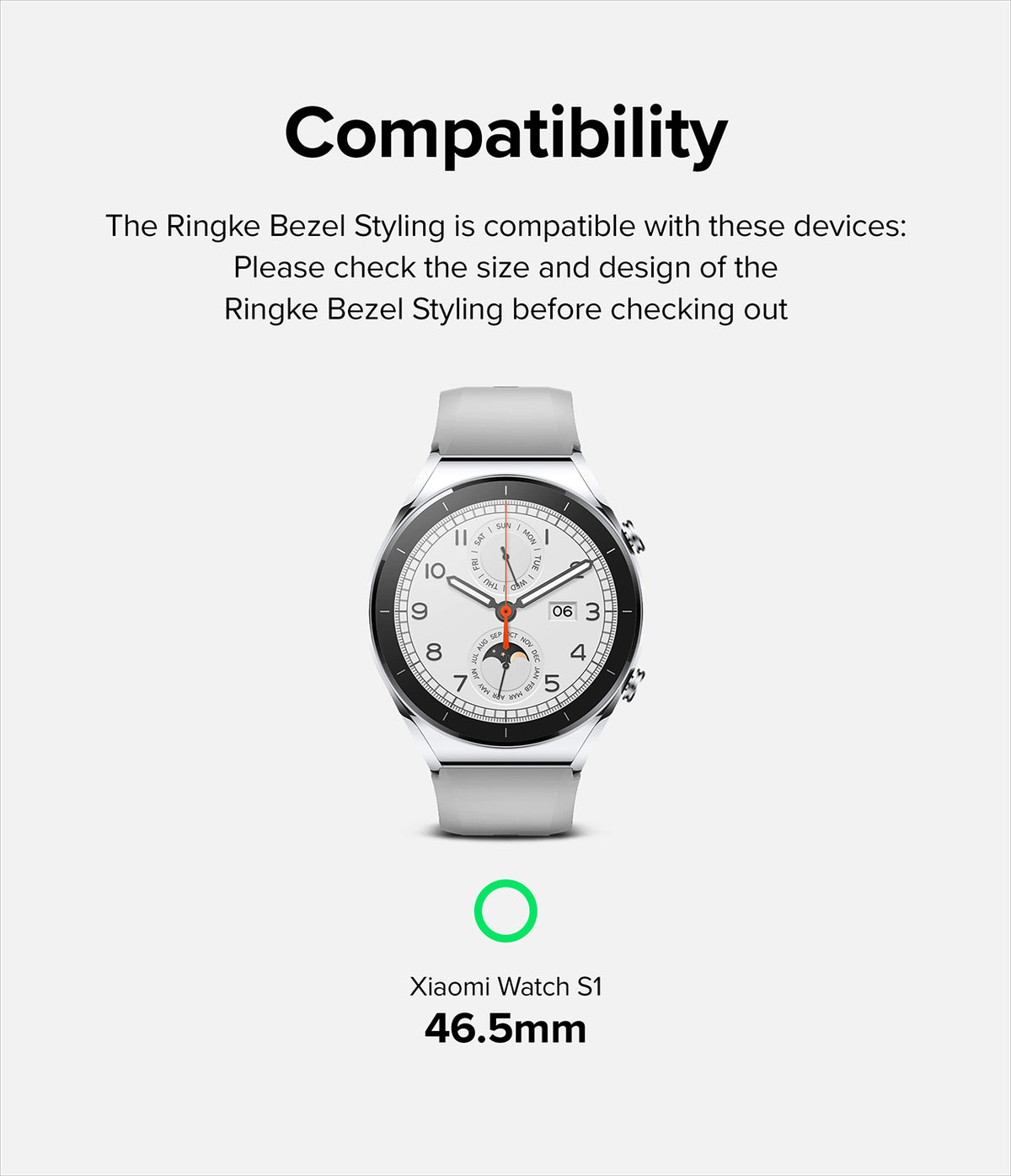 Xiaomi Watch S1 (46mm) 46-01 (ST) Silver - Silver smartwatch with white analog face and grey band on white background.