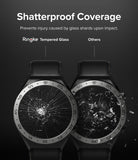 Xiaomi Watch S1 46mm | Glass for Bezel Styling [4P] - Xiaomi Watch S1 46mm - Comparison showing Ringke tempered glass holding together versus shattered glass on another watch.