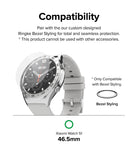 Xiaomi Watch S1 46mm | Glass for Bezel Styling [4P] - Xiaomi Watch S1 46mm | Glass for Bezel Styling - Glass screen protector hovering over a silver smartwatch with a grey band.