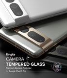 Google Pixel 7 Pro | Camera Protector Glass [3 Pack] - Three Pixel 7 Pro phones with camera lens protectors installed.
