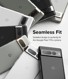 Google Pixel 7 Pro | Camera Protector Glass [3 Pack] - Google Pixel 7 Pro Camera Protector Glass - Multiple Pixel 7 Pro phones arranged in a fan pattern with camera protectors.