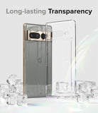 Google Pixel 7 Pro Case | Fusion - Clear phone case next to a Pixel 7 Pro phone surrounded by ice cubes.