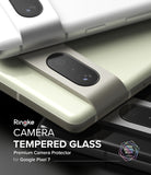 Google Pixel 7 | Camera Protector Glass [3 Pack] - Stacked Google Pixel 7 smartphones with camera lens protectors.