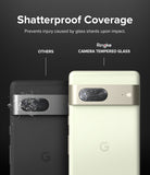 Google Pixel 7 | Camera Protector Glass [3 Pack] - Google Pixel 7 | Camera Protector Glass - Comparison showing shattered standard glass versus intact Ringke tempered glass.