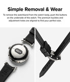 Google Pixel Watch | Rubber One Band - Underside of watch body with detached bands and a close-up of the buckle and strap.