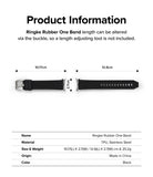 Google Pixel Watch | Rubber One Band - Technical diagram showing dimensions and specifications of a black watch strap.