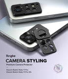Redmi Note 11 Pro / 11 Pro 5G | Camera Styling - Black metal camera lens protector overlaying a silver smartphone.