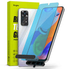 Redmi Note 11 Pro / 11 Pro 5G Screen Protector [2P] | Invisible Defender - Redmi Note 11 Pro / 11 Pro 5G Screen Protector - Smartphone with a blue-tinted glass screen protector and installation tool.