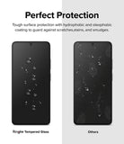 Redmi Note 11 Pro / 11 Pro 5G Screen Protector [2P] | Invisible Defender - Redmi Note 11 Pro / 11 Pro 5G Screen Protector - Comparison of water beading on Ringke glass versus smudged standard glass.