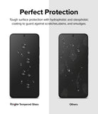 Redmi Note 11 / 11S Screen Protector [2P] | Invisible Defender - Redmi Note 11 / 11S Screen Protector - Comparison showing water beading on Ringke glass versus smudges on standard glass.