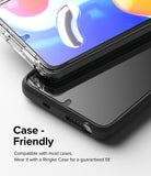 Redmi Note 11 / 11S Screen Protector [2P] | Invisible Defender - Redmi Note 11 / 11S Screen Protector - Two smartphones with screen protectors, one in a clear case and one in black.