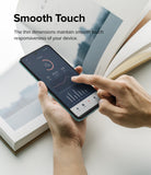 Redmi Note 11T 5G / Poco M4 Pro 5G Screen Protector | Invisible Defender - Redmi Note 11T 5G / Poco M4 Pro 5G Screen Protector - Hand touching a smartphone screen displaying fitness data.