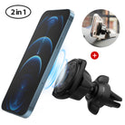 Power Clip Air Vent Car Mount [2 in 1] - Magnetic phone mount for air vents and dashboard with a smartphone attached.