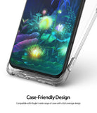 LG V50 ThinQ Screen Protector | Dual Easy Film - LG V50 ThinQ Screen Protector - Close-up of a smartphone with a clear case and screen protector showing a floral display.