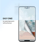 Google Pixel 3 XL Screen Protector | Dual Easy Film - Google Pixel 3 XL Screen Protector - Smartphone with a partially peeled screen protector showing easy alignment features.