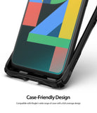 Google Pixel 4 XL Screen Protector | Dual Easy Film - Close-up of a screen protector on a phone inside a black case.