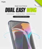 Mi 10 / 10 Pro Screen Protector | Dual Easy Film - Mi 10 / 10 Pro Screen Protector - Ringke Dual Easy Wing film for Xiaomi Mi 10, showing curved edges and installation arrows.