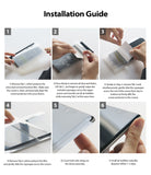 Mi 10 / 10 Pro Screen Protector | Dual Easy Film - Six-step visual guide showing hands applying a screen protector.