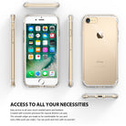 iPhone 8 / 7 Case | Fusion - Clear - Multiple views of a gold iPhone in a clear protective case showing all sides.