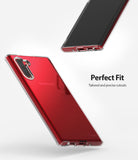 Galaxy Note 10 Case | Air - Clear (Dot) - Red phone in a clear dotted case showing precise camera and port cutouts.
