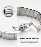 Galaxy Watch Active 2 (40mm) | Metal One Band [Silver] - Silver metal watch band with an open butterfly deployant clasp.
