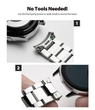 Galaxy Watch Active 2 (40mm) | Metal One Band [Silver] - Two-step guide showing the tool-free dual spring band attachment.