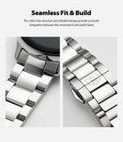 Galaxy Watch Active 2 (40mm) | Metal One Band [Silver] - Close-up of silver metal watch band links and clasp mechanism.