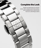 Galaxy Watch Active 2 (40mm) | Metal One Band [Silver] - Close-up of a silver stainless steel watch band with a matte finish and a subtle Ringke logo engraved on a link.