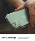 iPhone 11 Pro Case | Fusion Matte - Hand holding a green iPhone 11 Pro in a clear, frosted matte protective case.