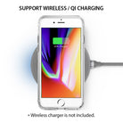 iPhone 8 / 7 Case | Fusion - Clear - iPhone in clear case charging wirelessly on a pad with 60% battery icon displayed.