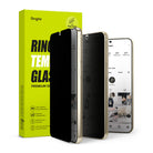 Galaxy S23 Plus Screen Protector | Privacy Glass - Galaxy S23 Plus Screen Protector - Privacy glass showing screen darkening from side angles next to product packaging.