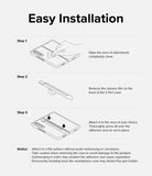 Galaxy S Pen (Fold Edition) Holder | Slim - Three-step line art illustration showing how to clean, peel, and attach the holder.