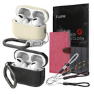 GIFT SET | AirPods Pro 2 - Two AirPods Pro 2 cases with carabiners, a pink wallet, cleaning cloth, and four lanyards.
