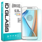 Moto G4 Screen Protector | Glass - Invisible Defender tempered glass screen protector box next to a Moto G4 phone.