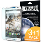 Moto X Pure/Style 2015 Screen Protector | Film - Moto X Pure/Style 2015 Screen Protector - Invisible Defender film pack with a Moto X smartphone and product packaging.