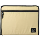 Pad Pouch | Smart Zip Pouch - Beige rectangular zippered tablet sleeve with black trim and a small branded label in the corner.