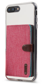 GIFT SET | Galaxy Buds2 Pro / Buds 2 / Buds Pro / Buds Live - Clear phone case with a pink fabric wallet attachment.