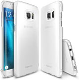 Galaxy S7 Edge Case | Slim - Three views of a translucent white slim phone case on a Samsung Galaxy S7 Edge.