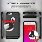 iPhone 6s / 6 Case | Max - Royal Gold - Multiple views of a black protective phone case highlighting button access.