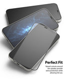 iPhone 12 Mini Screen Protector | Invisible Defender Glass - iPhone 12 Mini Screen Protector - Transparent glass screen protector layered over an iPhone 12 Mini with speaker cutout.