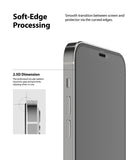 iPhone 12 Pro Max Screen Protector | Invisible Defender Glass - iPhone 12 Pro Max Screen Protector - Close-up of phone edge showing 2.5D curved glass transition and soft-edge processing.